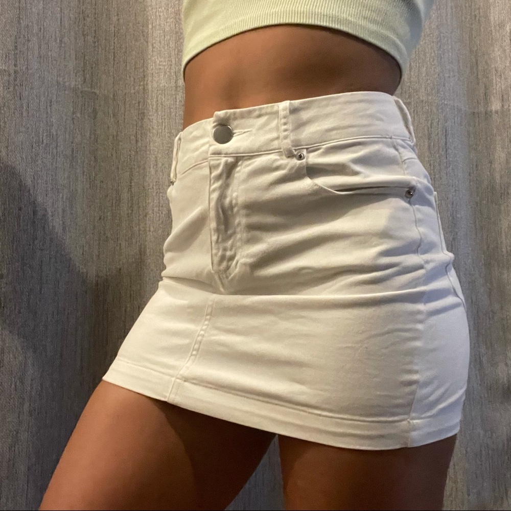 white mini skirt